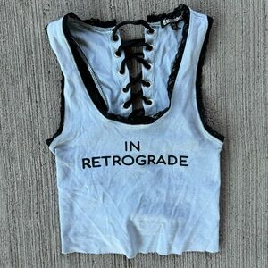 Horoscopes “In Retrograde” light blue tank top